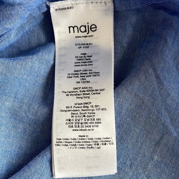 MAJE Paris Off-the-shoulder blouse Top In Bleu, size S - Picture 8 of 11